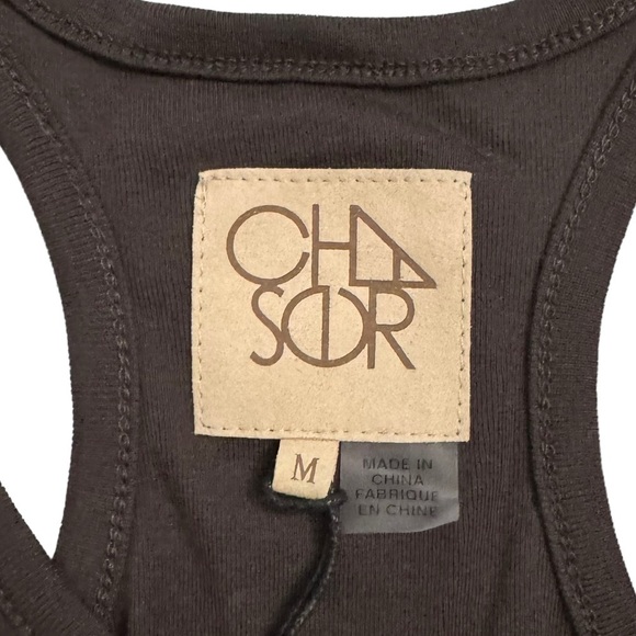 Chaser Racerback Tank Top Corset Front Curved Hem Faded Black Medium - Picture 3 of 16